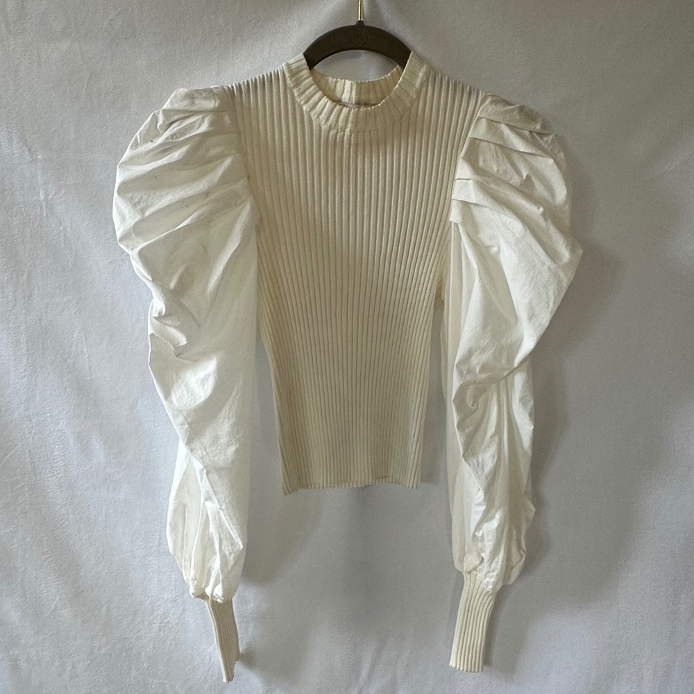 Zara Knit Top with Puff Sleeves